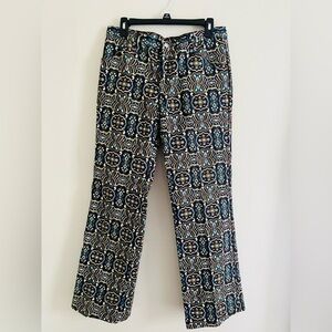 Vintage 70s Montgomery Ward Tapestry Pants High Waist Geometric Boho Flare 32x31